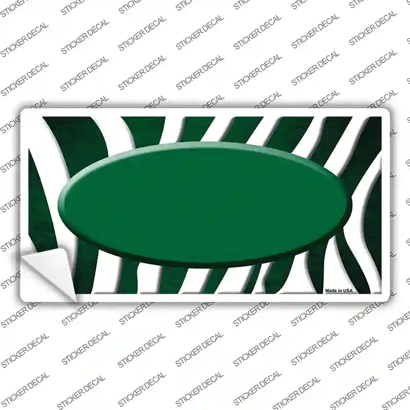 Green White Zebra Oval Oil Rubbed Novelty Sticker Decal