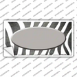 Gray White Zebra Oval Oil Rubbed Novelty Sticker Decal