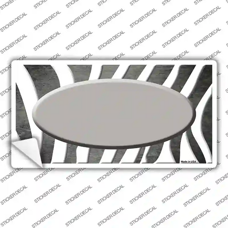 Gray White Zebra Oval Oil Rubbed Novelty Sticker Decal