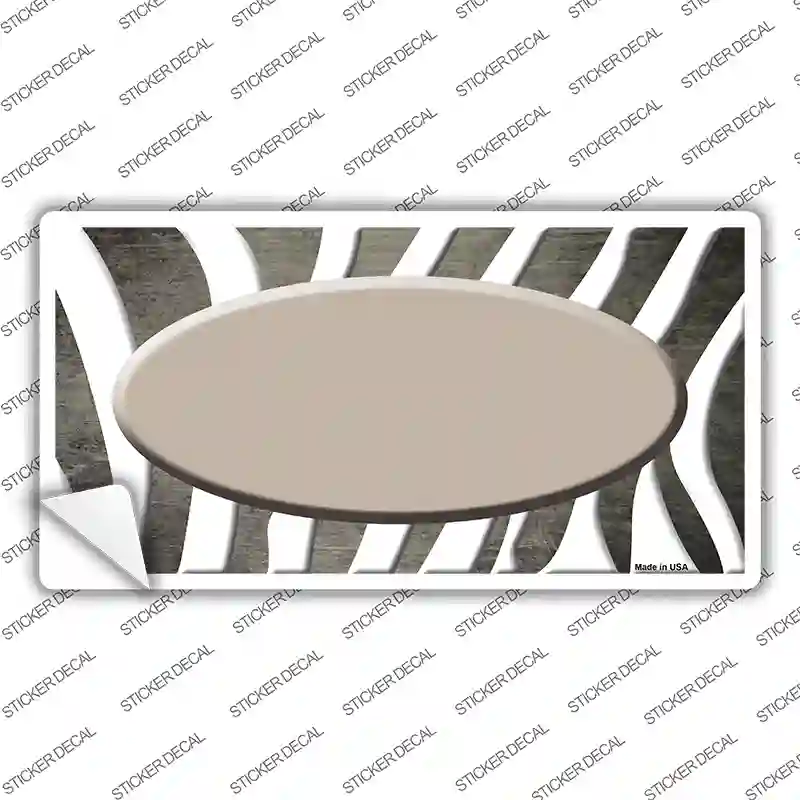 Tan White Zebra Oval Oil Rubbed Novelty Sticker Decal