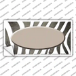 Tan White Zebra Oval Oil Rubbed Novelty Sticker Decal