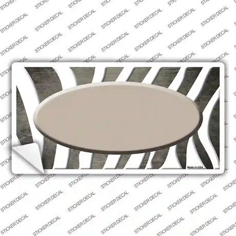 Tan White Zebra Oval Oil Rubbed Novelty Sticker Decal