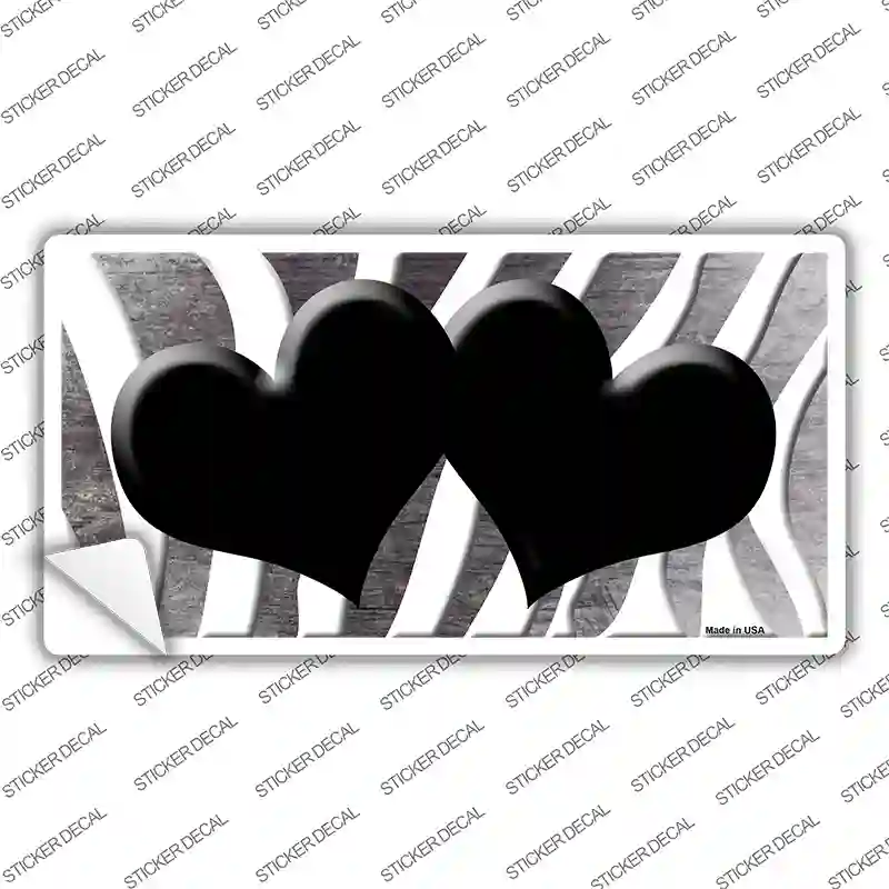Black White Zebra Hearts Oil Rubbed Novelty Sticker Decal
