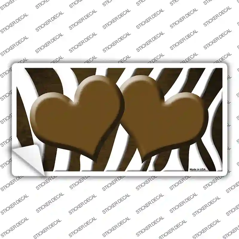 Brown White Zebra Hearts Oil Rubbed Novelty Sticker Decal