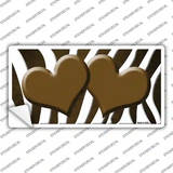 Brown White Zebra Hearts Oil Rubbed Novelty Sticker Decal