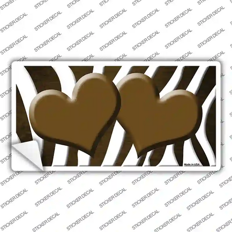 Brown White Zebra Hearts Oil Rubbed Novelty Sticker Decal