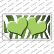 Lime Green White Zebra Hearts Oil Rubbed Novelty Sticker Decal