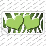Lime Green White Zebra Hearts Oil Rubbed Novelty Sticker Decal