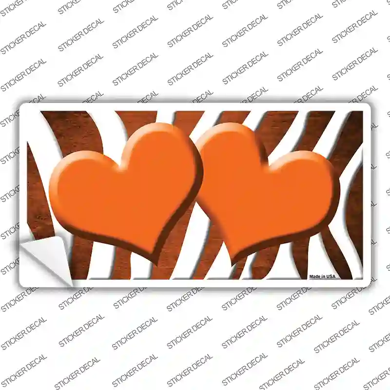 Orange White Zebra Hearts Oil Rubbed Novelty Sticker Decal