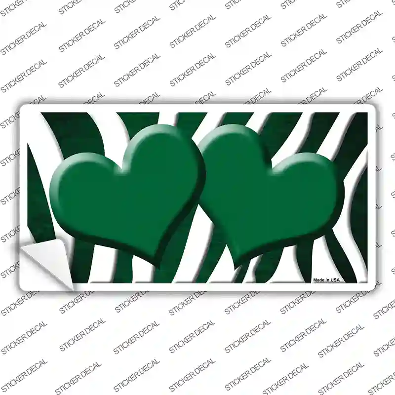 Green White Zebra Hearts Oil Rubbed Novelty Sticker Decal