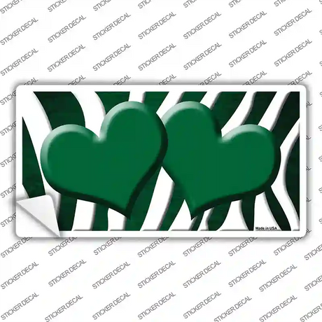 Green White Zebra Hearts Oil Rubbed Novelty Sticker Decal