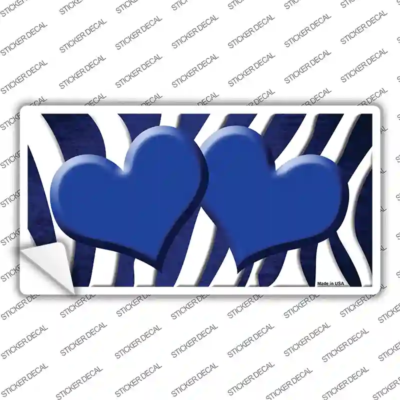 Blue White Zebra Hearts Oil Rubbed Novelty Sticker Decal