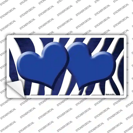 Blue White Zebra Hearts Oil Rubbed Novelty Sticker Decal