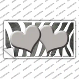 Gray White Zebra Hearts Oil Rubbed Novelty Sticker Decal