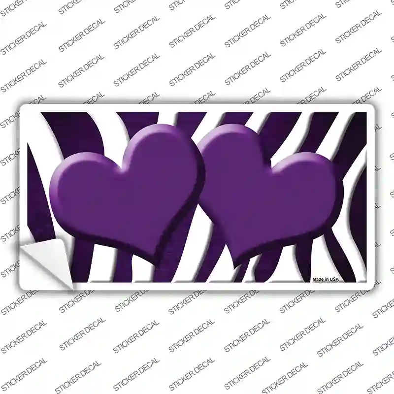 Purple White Zebra Hearts Oil Rubbed Novelty Sticker Decal