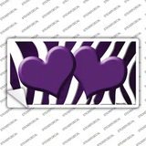 Purple White Zebra Hearts Oil Rubbed Novelty Sticker Decal