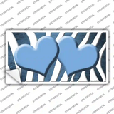 Light Blue White Zebra Hearts Oil Rubbed Novelty Sticker Decal