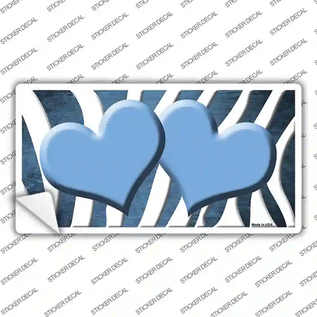 Light Blue White Zebra Hearts Oil Rubbed Novelty Sticker Decal