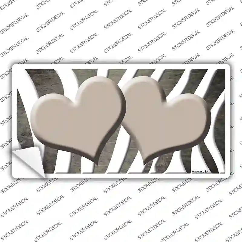 Tan White Zebra Hearts Oil Rubbed Novelty Sticker Decal