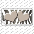 Tan White Zebra Hearts Oil Rubbed Novelty Sticker Decal