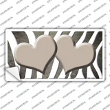 Tan White Zebra Hearts Oil Rubbed Novelty Sticker Decal