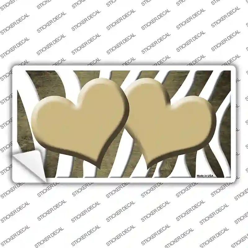 Gold White Zebra Hearts Oil Rubbed Novelty Sticker Decal