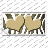Gold White Zebra Hearts Oil Rubbed Novelty Sticker Decal