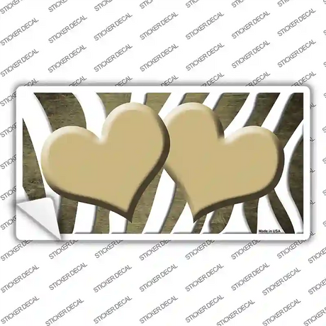 Gold White Zebra Hearts Oil Rubbed Novelty Sticker Decal