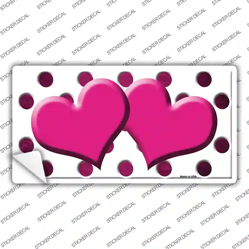 Pink White Dots Hearts Oil Rubbed Novelty Sticker Decal