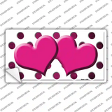 Pink White Dots Hearts Oil Rubbed Novelty Sticker Decal