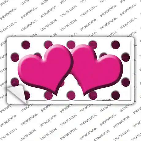 Pink White Dots Hearts Oil Rubbed Novelty Sticker Decal