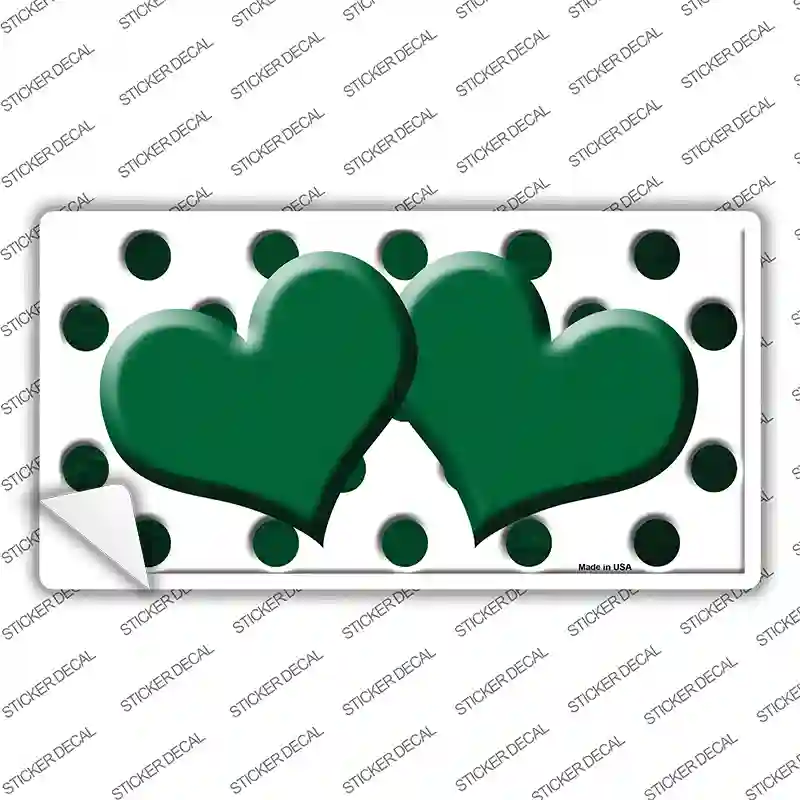 Green White Dots Hearts Oil Rubbed Novelty Sticker Decal