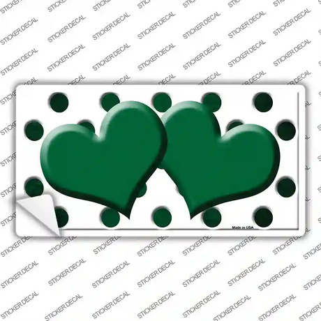Green White Dots Hearts Oil Rubbed Novelty Sticker Decal