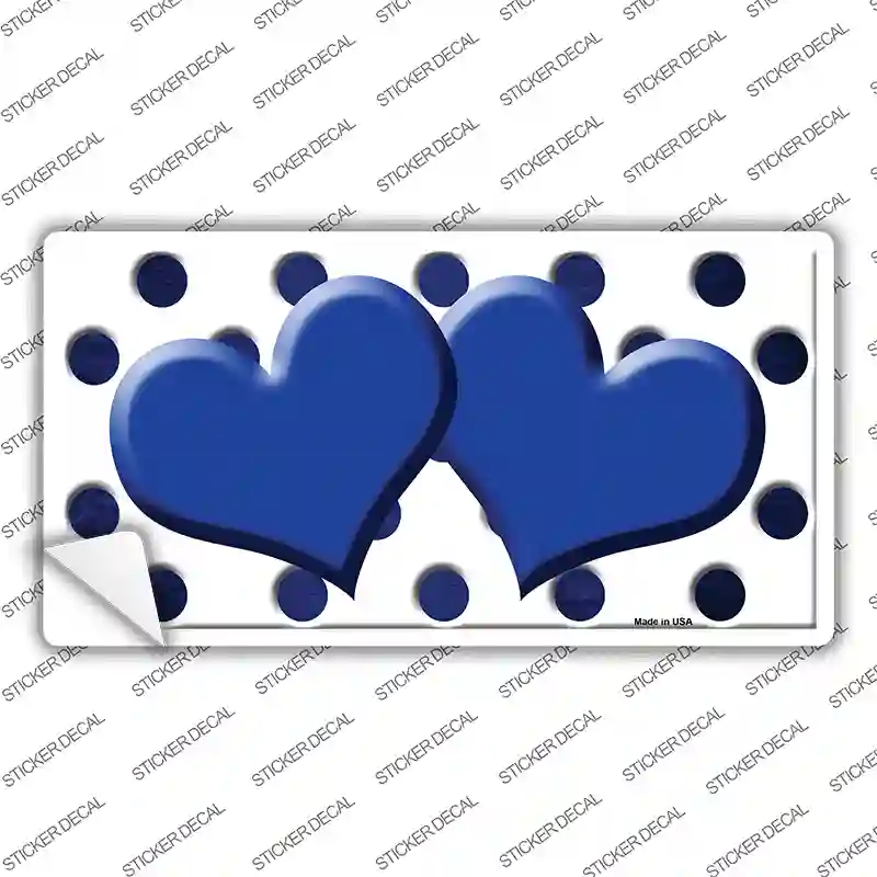 Blue White Dots Hearts Oil Rubbed Novelty Sticker Decal