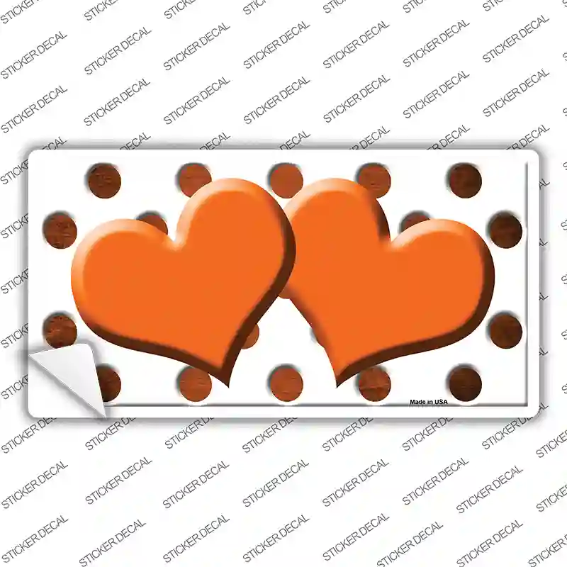 Orange White Dots Hearts Oil Rubbed Novelty Sticker Decal