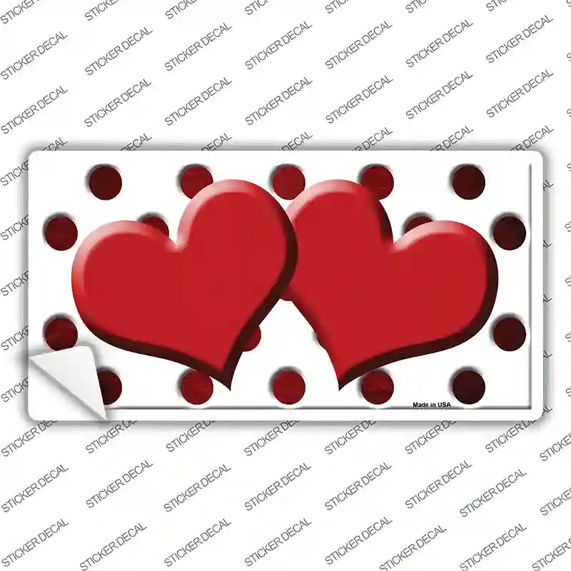 Red White Dots Hearts Oil Rubbed Novelty Sticker Decal