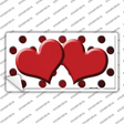 Red White Dots Hearts Oil Rubbed Novelty Sticker Decal