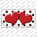 Red White Dots Hearts Oil Rubbed Novelty Sticker Decal