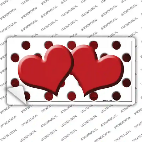Red White Dots Hearts Oil Rubbed Novelty Sticker Decal