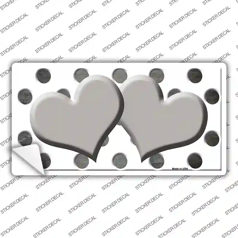 Gray White Dots Hearts Oil Rubbed Novelty Sticker Decal