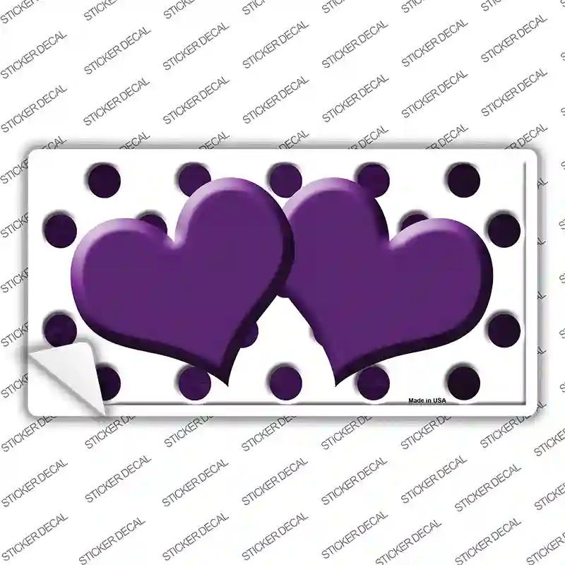 Purple White Dots Hearts Oil Rubbed Novelty Sticker Decal