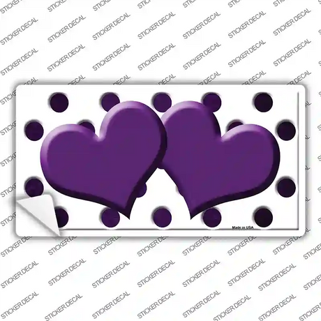Purple White Dots Hearts Oil Rubbed Novelty Sticker Decal
