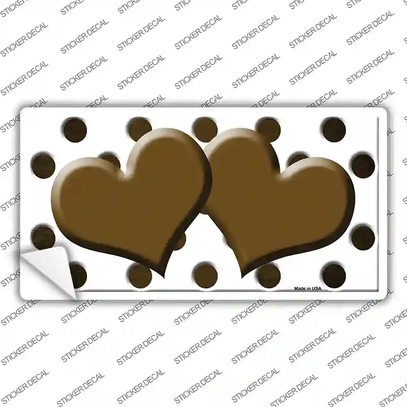 Brown White Dots Hearts Oil Rubbed Novelty Sticker Decal