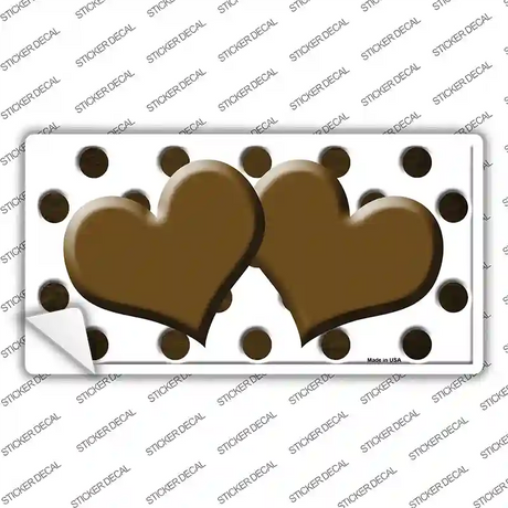 Brown White Dots Hearts Oil Rubbed Novelty Sticker Decal