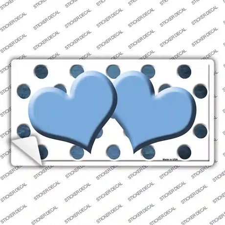 Light Blue White Dots Hearts Oil Rubbed Novelty Sticker Decal