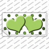 Lime Green White Dots Hearts Oil Rubbed Novelty Sticker Decal