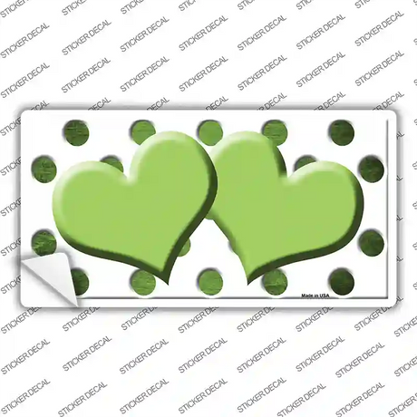 Lime Green White Dots Hearts Oil Rubbed Novelty Sticker Decal