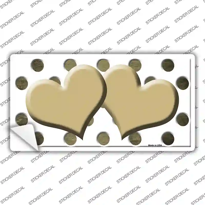 Gold White Dots Hearts Oil Rubbed Novelty Sticker Decal