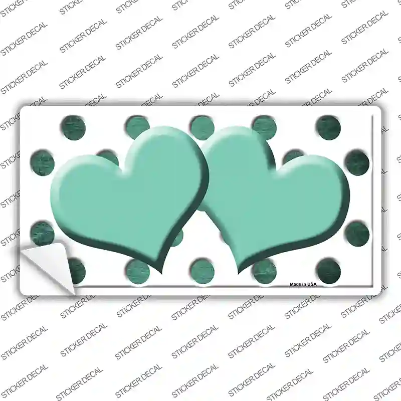 Mint White Dots Hearts Oil Rubbed Novelty Sticker Decal