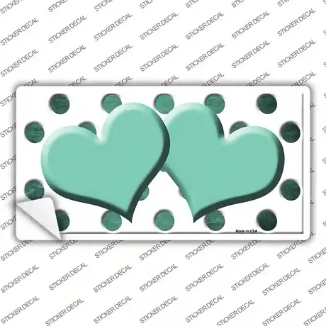 Mint White Dots Hearts Oil Rubbed Novelty Sticker Decal